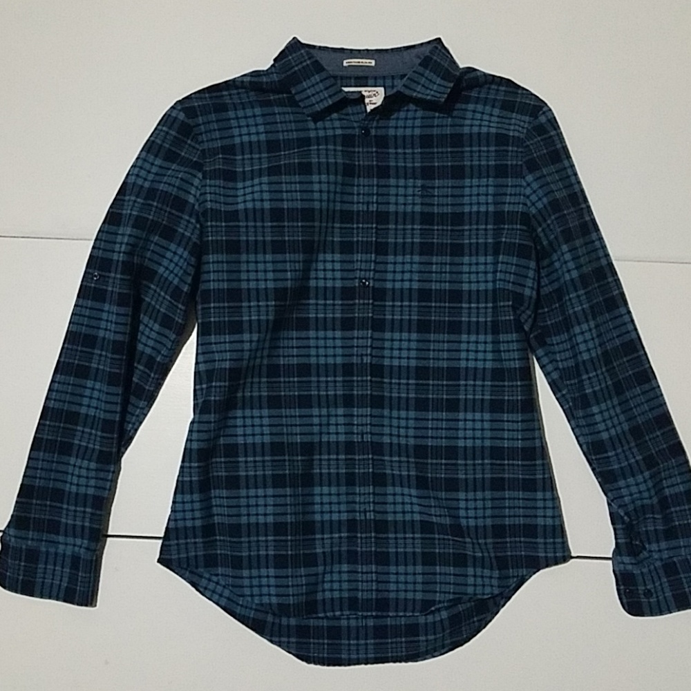 Penguin by Munsingwear Blue Checkered Plaid Mens Large Button Down P14